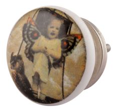 Multicolored Angel Baby Ceramic Flat Drawer Knob Online